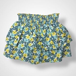 OKAIDI Girl's short green ruffled floral motif skirt size 3Y
